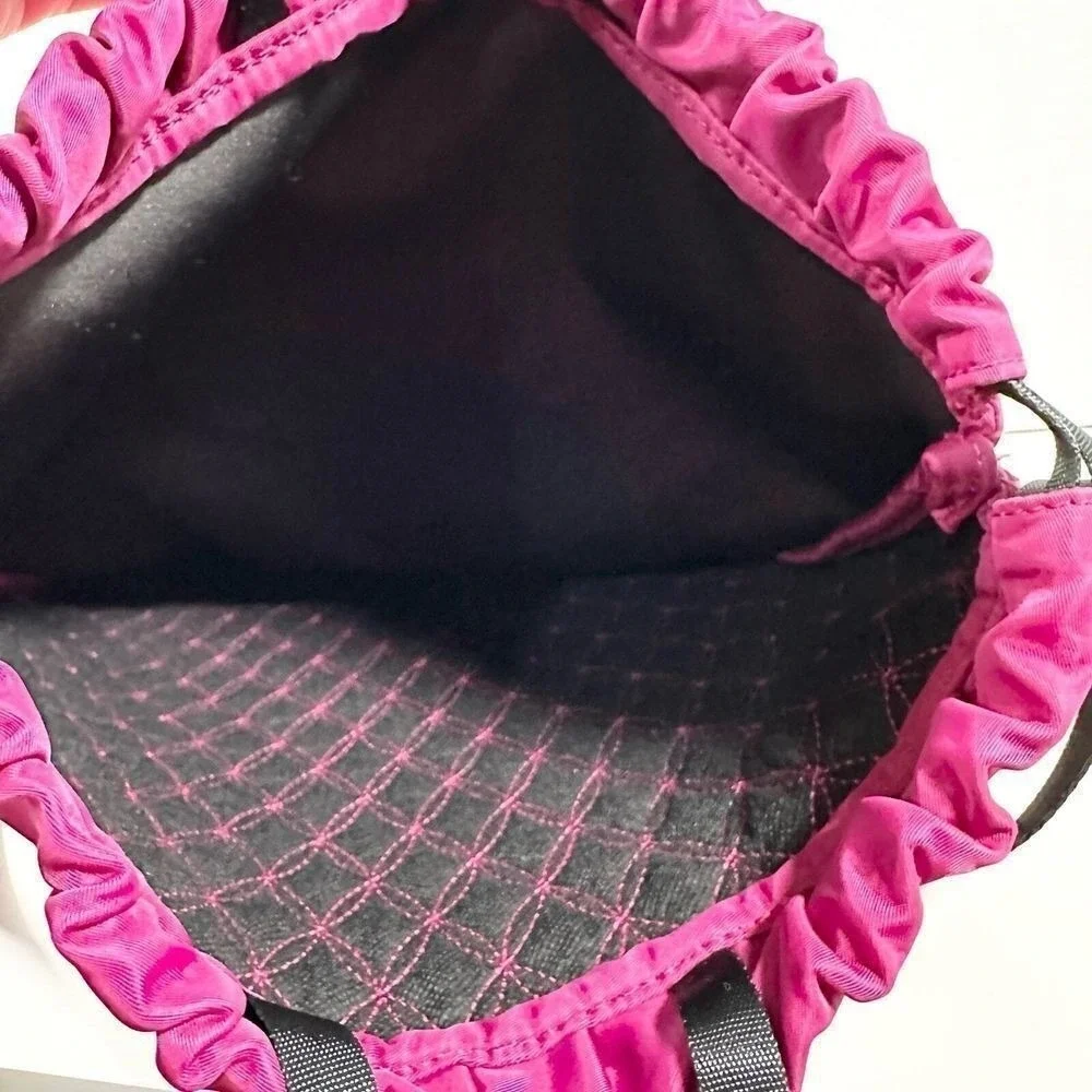 Fabletics Drawstring Backpack Magenta Pink Quilted Cinch Gym Bag Adjustable